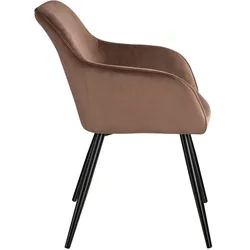 TECTAKE Esszimmerstuhl Marilyn Samtoptik, schwarze Stuhlbeine  6er Set