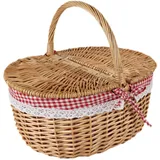 vreplrse Picknickkorb aus Weide, Rattan, Aufbewahrungskorb, Servierkorb für Strandpartys, mittelgroß, rot weiß, Rot Weiß, S
