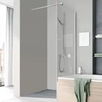 Kermi Tusca Seitenwand neben Badewanne mit Wandprofil TUTVP07517VAK 75x175cm, silber hochglanz, ESG klar, verkürzt