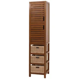 Mendler Teak-Hochschrank HWC-M84, Badschrank Highboard, hochwertiges B-Grade-Teak (Kernholz, 20-30 Jahre) 120x40x40cm