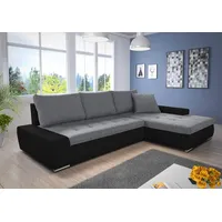 Ecksofa mit Schlaffunktion Faris - Couch mit Bettkasten, Big Sofa, Sofagarnitur, Couchgarniitur, Polsterecke (Schwarz + Grau (Madryt 1100 + Inari 9... - Schwarz/Grau