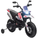 aiyaplay Kinder Elektro-Motorrad, 12V Kindermotorrad mit Musik, 6 km/h Kinderfahrzeug mit abnehmbar Trainingsrädern, 12 Zoll Kunststoffreifen, für 3-8 Jahre Kinder, max. 30 kg, Weiß