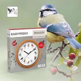 EasyMaxx Wanduhr 25,00 cm 12 Singvogelgesang beige/braun/weiß