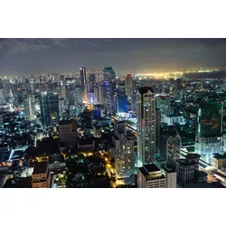 Fototapete PAPERMOON "Stadt bei Nacht", bunt, B:3,50m L:2,60m, Vlies, Tapeten