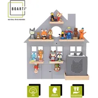 BOARTI Kinderregal Haus hängend für Toniebox und Tonie Figuren platzsparendes Regal H. 44 x B. 42 x T. 19 cm Wandregal für Musikbox und Figuren Aufbewahrung Magneteinsätzen Aufbewahrungsregal Holz