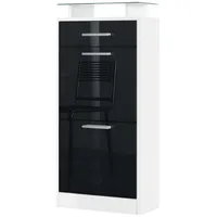 Vladon Schuhschrank, Schwarz Hochglanz, Holzwerkstoff, 46x104x23 cm, Garderobe, Schuhaufbewahrung,