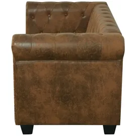vidaXL Chesterfield-Sofa 2-Sitzer Kunstleder Braun