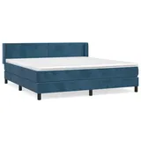 vidaXL Boxspringbett mit Matratze Dunkelblau 180x200 cm Samt