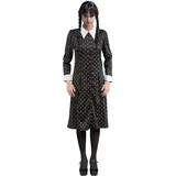Chaks Kostüm Wednesday für Kinder | Print Kleid Schwarz Weiß - Addams Family 140