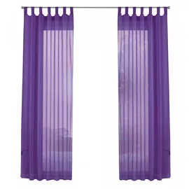 Gardinenbox 2er-Pack Gardinen Transparent Vorhang Set Wohnzimmer Voile Schlaufenschal mit Bleibandabschluß HxB 245x140 cm Lila,