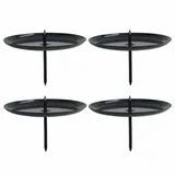 MIJOMA 4-teiliges Set Kerzenhalter aus Metall – Adventskranz Kerzenstecker mit Dorn – Kerzenteller für Advent, Hochzeit & Jubiläum (Schwarz, Ø 60 mm)