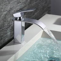 Wasserhahn Bad wasserfall Badarmatur aus Messing Waschtischarmatur für Badezimmer Einhandmischer Waschbecken Armatur Verchromt, Messing
