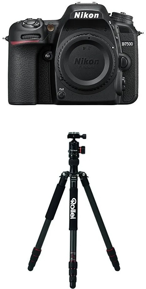 Nikon D7500 Gehäuse Digitalkamera, 20,9MP DX-CMOS-Filter ohne Optischen Tiefpassfilter schwarz+Rollei C5i Carbon Black