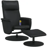 vidaXL Massagesessel mit Fußhocker Schwarz Kunstleder - Schwarz
