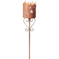 Dekoleidenschaft Gartenfackel "Flammenkelch" aus Metall in Rost Optik, Gartenstecker,
