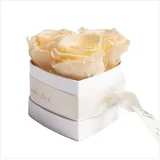 ROSEMARIE SCHULZ Heidelberg Infinity Rosen Rosenbox Herz - 10 x 12 cm 3 konservierte Creme Rosen haltbar 3 Jahre - Ich Liebe Dich Geschenke für Frauen Valentinstag (Beige, Small)