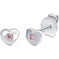 FIRETTI Ohrstecker Herz Silber 925 mit Zirkonia rosa