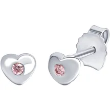 FIRETTI Ohrstecker Herz Silber 925 mit Zirkonia rosa