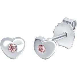 FIRETTI Ohrstecker Herz Silber 925 mit Zirkonia rosa