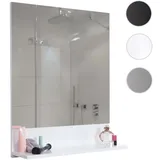 Mendler Wandspiegel mit Ablage HWC-B19, Badspiegel Badezimmer, hochglanz 75x60cm ~ weiß