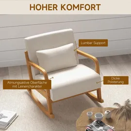 Homcom Schaukelsessel gepolstert Polyester 92 x 81,5 x 64,5 cm Creme mit Kissen