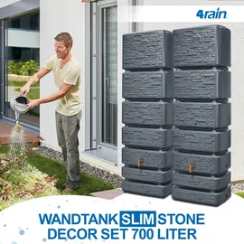 4rain Slim Wandtank Set 700 l inkl. Verbindungsset graphitgrau