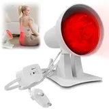 Gobesty Rotlichtlampe, 150W Infrarotlampe, Rotlichtlampe Wärmelampe mit Zeitschaltuhr und Einstellbarer Temperatur, Winkel Einstellbar, Rotlicht für Entspannende Wärme, Lockerung