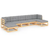 vidaXL 7-tlg. Garten-Lounge-Set mit Kissen Massivholz Kiefer