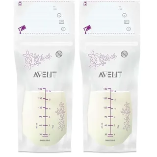 Philips Avent Muttermilchbeutel 180ml zum Aufbewahren & Einfrieren von Muttermilch, SCF603/25, vorsterilisiert, 25 Stück, weiß, 25 Stück (2er Pack)