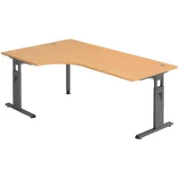 Bümö Schreibtisch Buche, Graphit, Nachbildung,Buche, Rechteckig, 200x74x120 cm, FSC