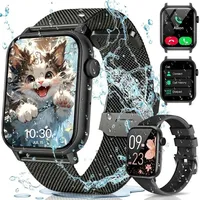 Smartwatch mit Telefonfunktion für Damen & Herren, 1,85 Zoll, Silikon- & Edelstahlarmband, 200+ Sportmodi, Herzfrequenz, SpO2, Schrittzähler, IP68