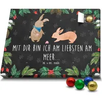 Mr. & Mrs. Panda Schoko Adventskalender Hasen Muschel - Schwarz - Geschenk, Familie, BFF, Schokoladen Adventskalender, Opa, Meer, Mama, Freundin, M... - Schwarz