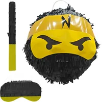 Relaxdays Piñata Ninja Ø 25 cm Schwarz/Gelb