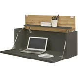 furn.design Sekretär Grau, Eiche Wotan 100 cm, Wandschrank mit klappbarem Oberboden | Gr.: onesize
