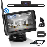 Kabellose Digitale Rückfahrkamera Set, AHD Rückfahrkamera IP69 wasserdichte Nachtsicht in Farbe Kamera, 1080P Funk Rückfahrkamera mit 4,3" IPS Monitor, für LKW Wohnmobile Camping-Car DC 12V