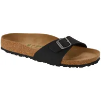 Birkenstock Madrid Vegan Birko Flor Nubuk Pantolette normal Damen black schwarz 41 - Schwarz - 41