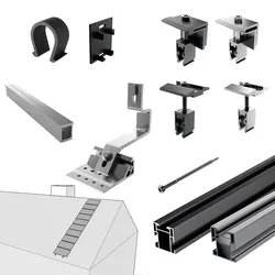 PV-Montagesystem Ziegeldach einstellbar, horizontal für PV-Module, 10 Kollektoren, Mounting Systems