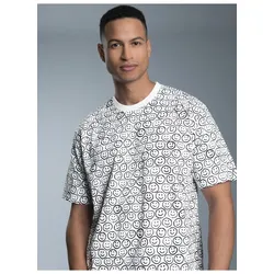T-Shirt TRIGEMA "TRIGEMA T-Shirt mit freundlichem Smiley-Muster", Herren, Gr. XXL, weiß, 100% Baumwolle, Basic, Kurzarm, Shirts