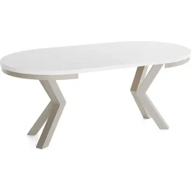 WFL GROUP Runder Ausziehtisch 120 x 76 cm grau-beige
