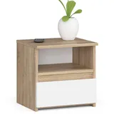 Akord Nachttisch, Sonoma Eiche, Weiß, Holzwerkstoff, Nachbildung, Holz Optik, 1 Fächer, 1 Schubladen, Rechteckig,Rechteckig, 40x40x35 cm, Schlafzimmer, Nachttische