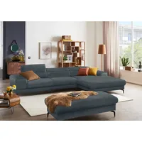 W.Schillig Ecksofa piedroo, Designsofa mit tollem Sitzkomfort, bequem und elegant, L-Form, Kopfteilverstellung, wahlweise mit Sitztiefenverstellung, Breite 343cm blau