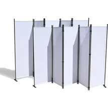 GRASEKAMP 2er Set Paravent 5 teilig Weiß Raumteiler Trennwand Sichtschutz