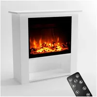 GLOW FIRE Elektrokamin THEBE LED Kamin mit Heizung, Standkamin, Elektrischer Kamin mit 3-fach Farbwechsler und Knisterfunktion weiß