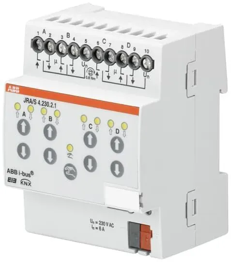 ABB JRA/S4.230.2.1 Jalousie-/Rollladenaktor, 4-fach, 230 V AC, man. Bed., REG