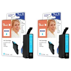 Peach Doppelpack Tintenpatronen cyan kompatibel zu Epson T0322C*2, C13T03224010