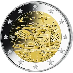 Litauen 2021: 2 Euro-Gedenkmünze "UNESCO Biosphärenreservat Zuvintas"
