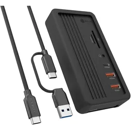 Icy Box IB-DK4072M-CU31 USB-C M.2 NVMe 4 Port Dockingstation mit Kartenleser,