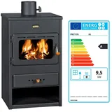 Prity K1 Kaminofen 9,5 kW A | Kompakter Holzofen graphitschwarz - Schwarz