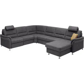 die planbar Wohnlandschaft DIE PLANBAR "ZE-EM16033 U-Form, Breite 330 cm", grau (mammut grau), B:330cm T:262cm, 100% Polyester, Sofas, Wohnlandschaft, wahlweise mit Kopfstützen und Bettfunktion