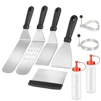 Intirilife Grillbesteck Set 9-teilig Edelstahl schwarz